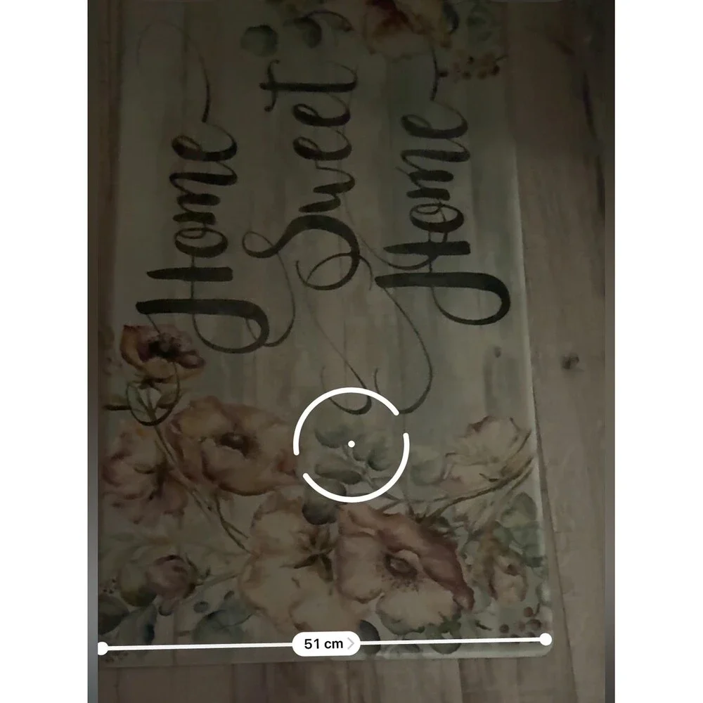 Mat plush cushioned Home Sweet Home Floral Welcome Mat - Pastel Aqua & Beige